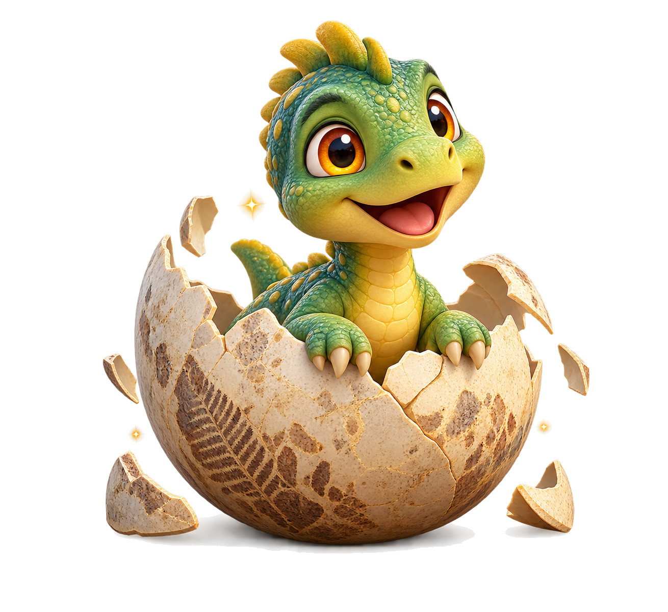Anak dinosaurus hijau menetas dari telur fosil